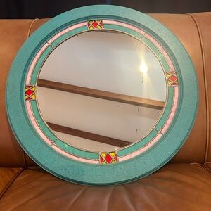 David Martinez Navajo artist. Turquoise Round Wall Mirror with price tag 1990’s